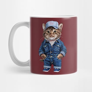 Cat Worker On Denim Mug